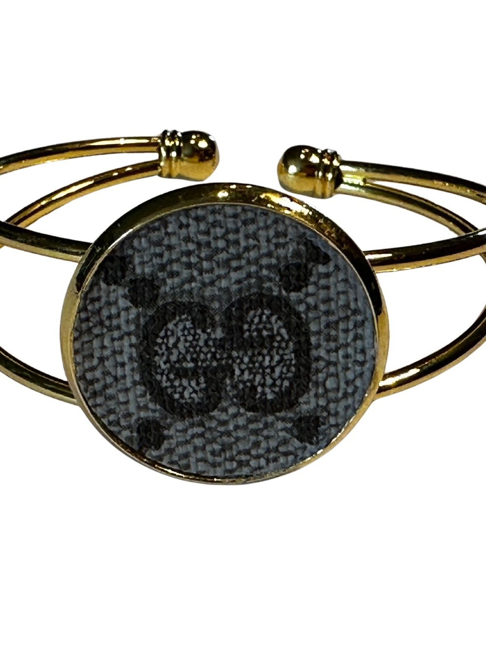 Upcycled Designer Monogram Canvas Gold Cuff Bracelet